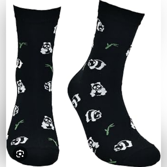 Panda Patterned Black Socks - Picture 1 of 4